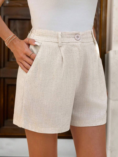 Linneshorts med Bambu­detaljer