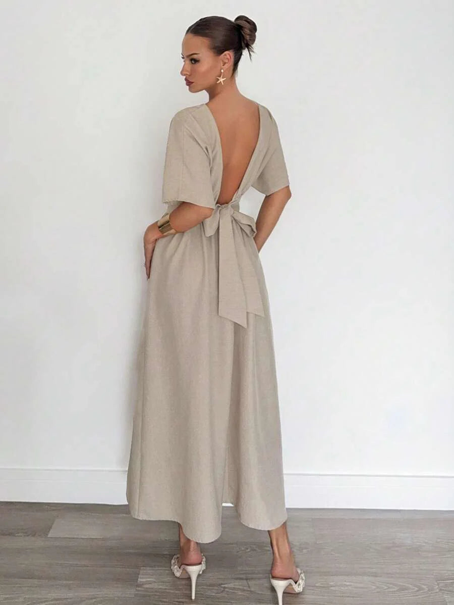 Midjeband Klänning med Fladdermusärm