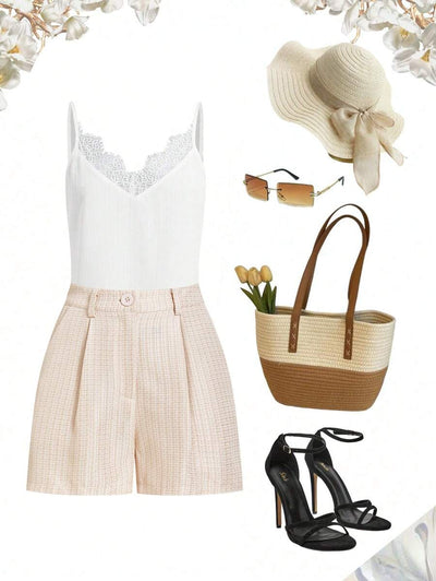 Linneshorts med Bambu­detaljer