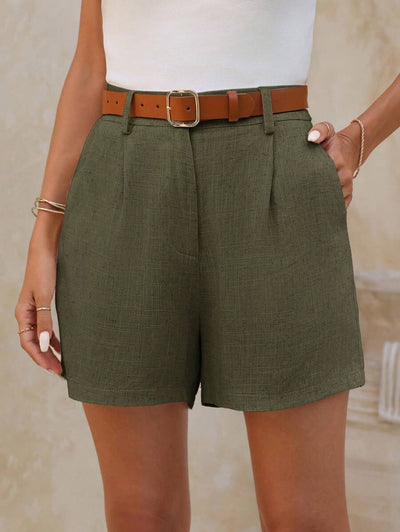 Linneshorts med Bambu­detaljer