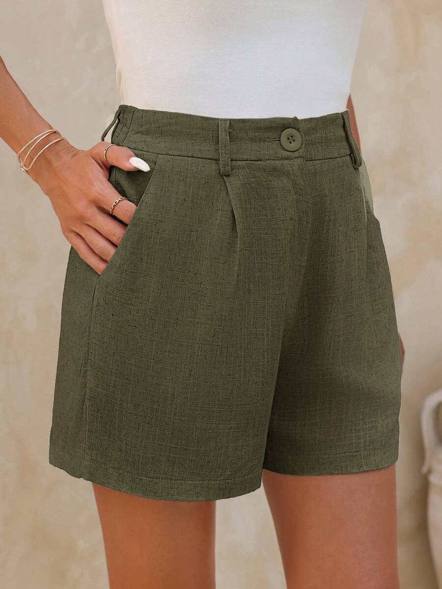 Linneshorts med Bambu­detaljer