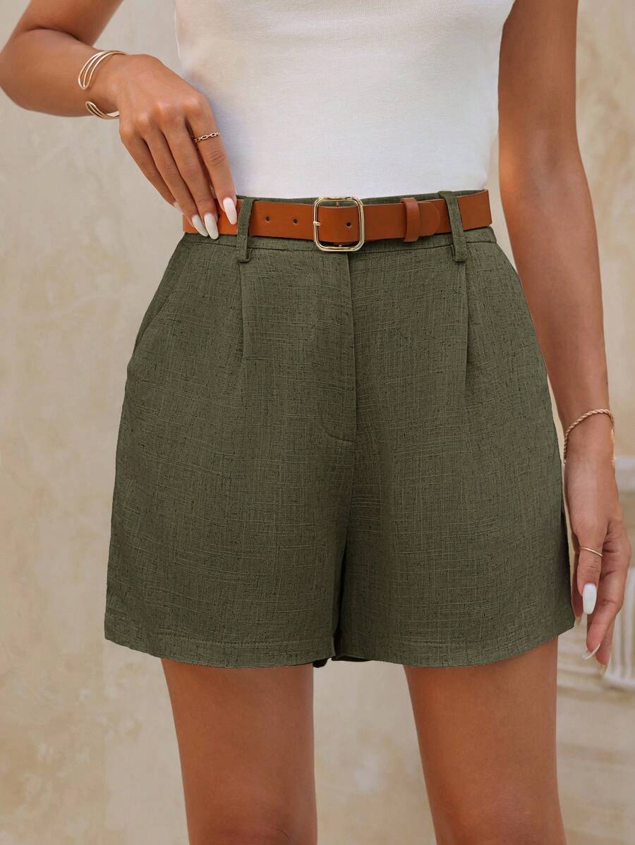 Linneshorts med Bambu­detaljer