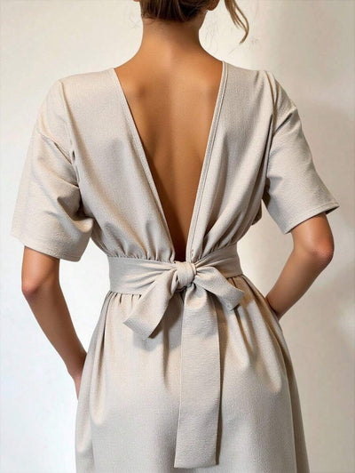 Midjeband Klänning med Fladdermusärm