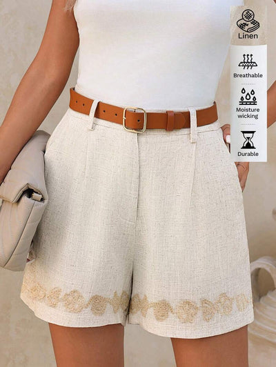 Linneshorts med Bambu­detaljer