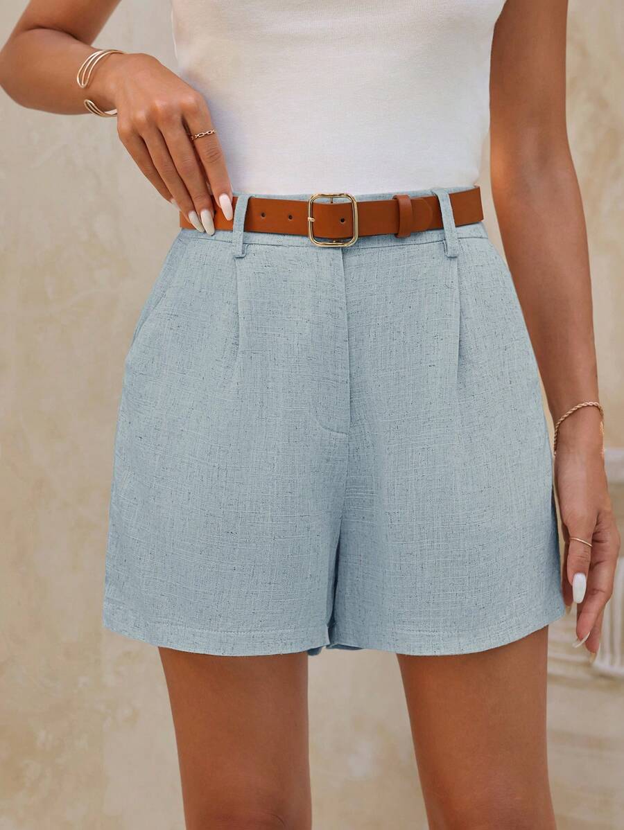 Linneshorts med Bambu­detaljer