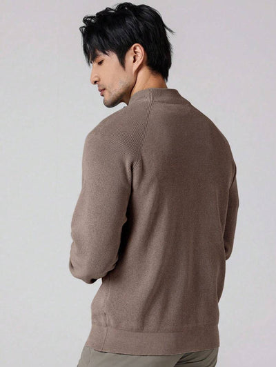 Herrtröja med halv dragkedja och hög krage