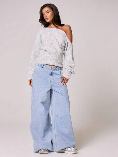 Fuffy asymmetrisk mohairtopp