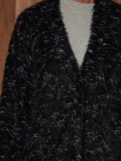 Oversized texturerad cardigan med ränder