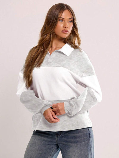 Massa randig collagetröja med krage