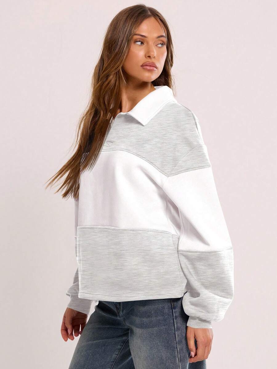 Massa randig collagetröja med krage