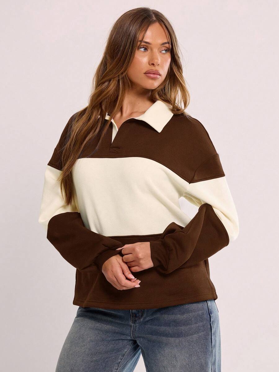 Massa randig collagetröja med krage