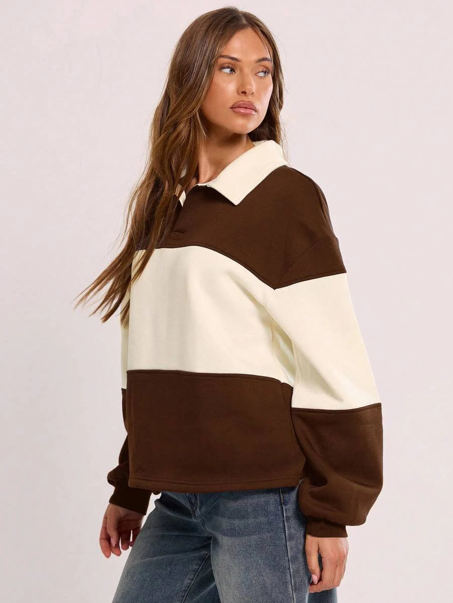 Massa randig collagetröja med krage