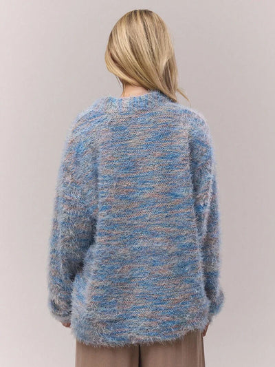 Oversized texturerad cardigan med ränder