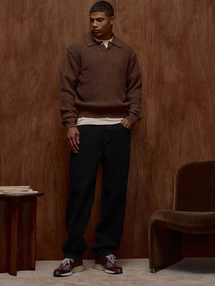 Tjock oversize tröja med knappdetaljer