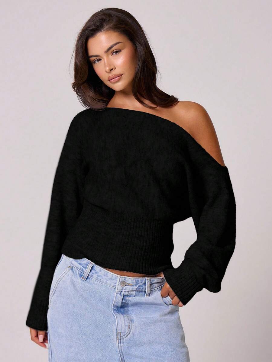 Fuffy asymmetrisk mohairtopp