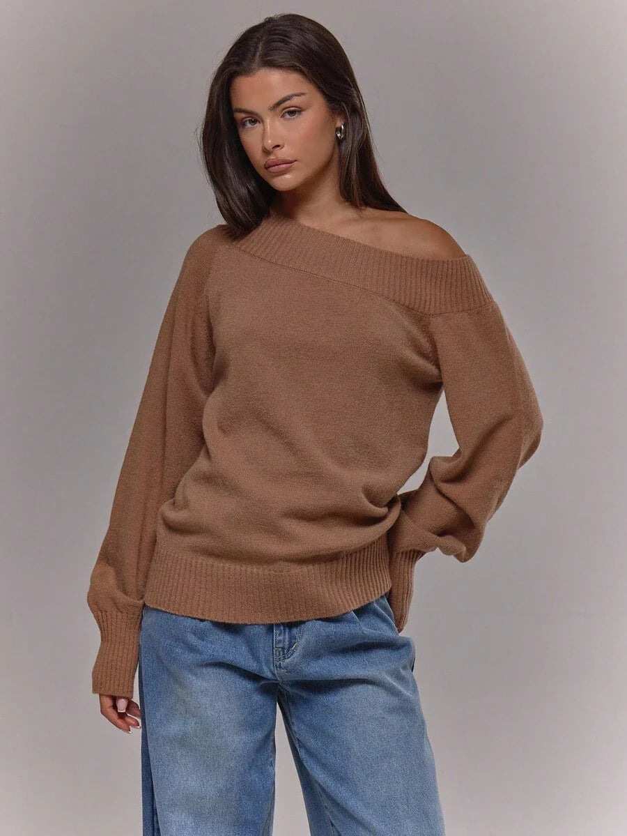 Asymmetrisk ribbstickad topp