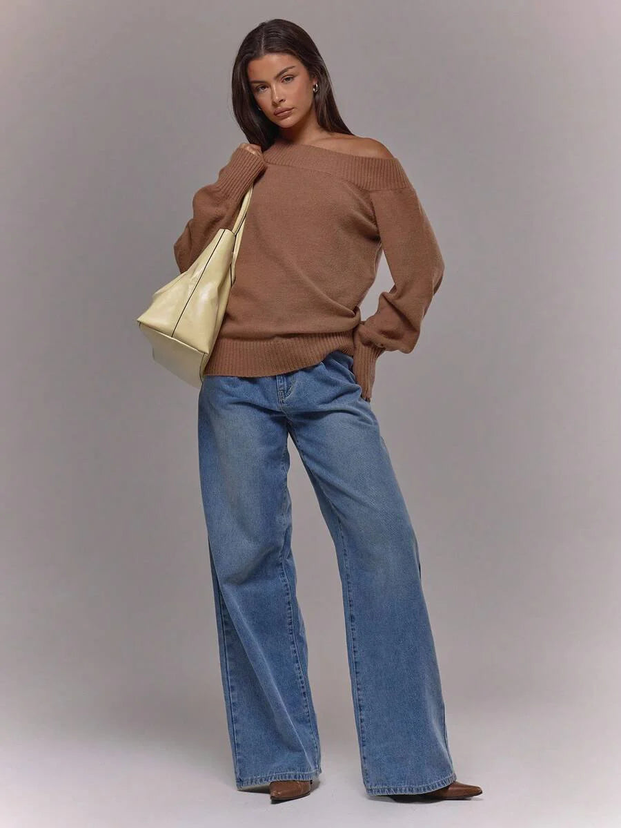 Asymmetrisk ribbstickad topp