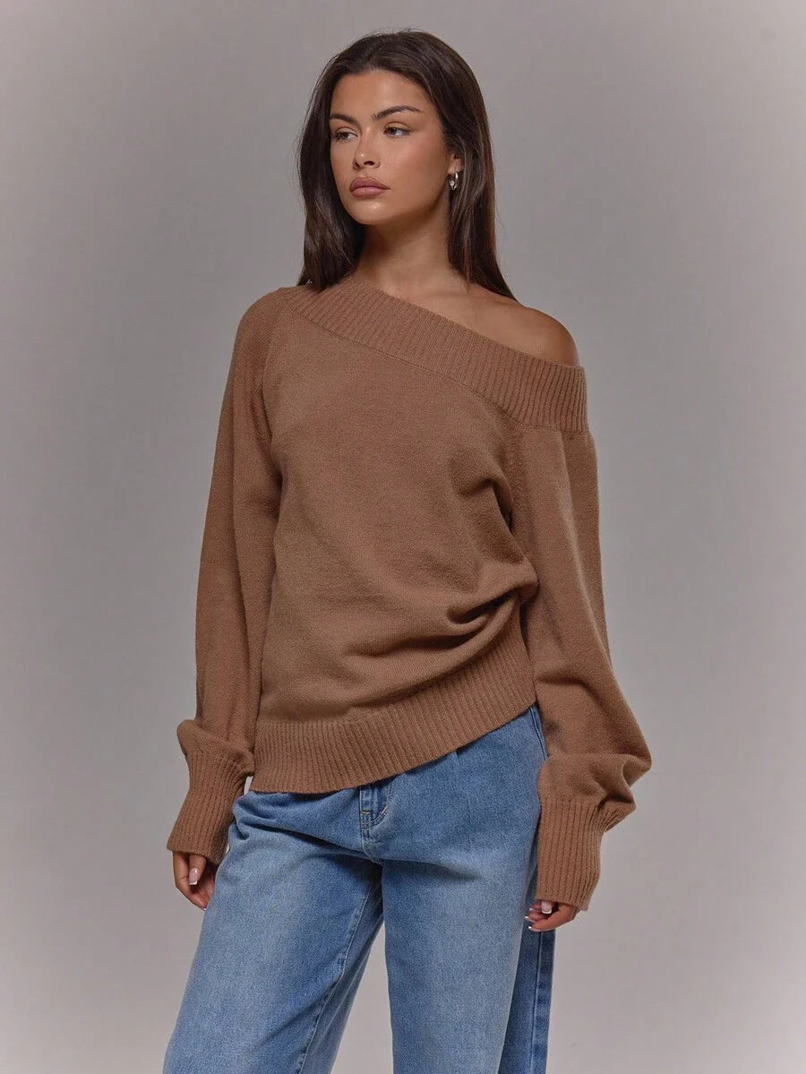 Asymmetrisk ribbstickad topp