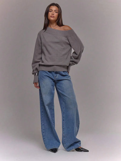 Asymmetrisk ribbstickad topp