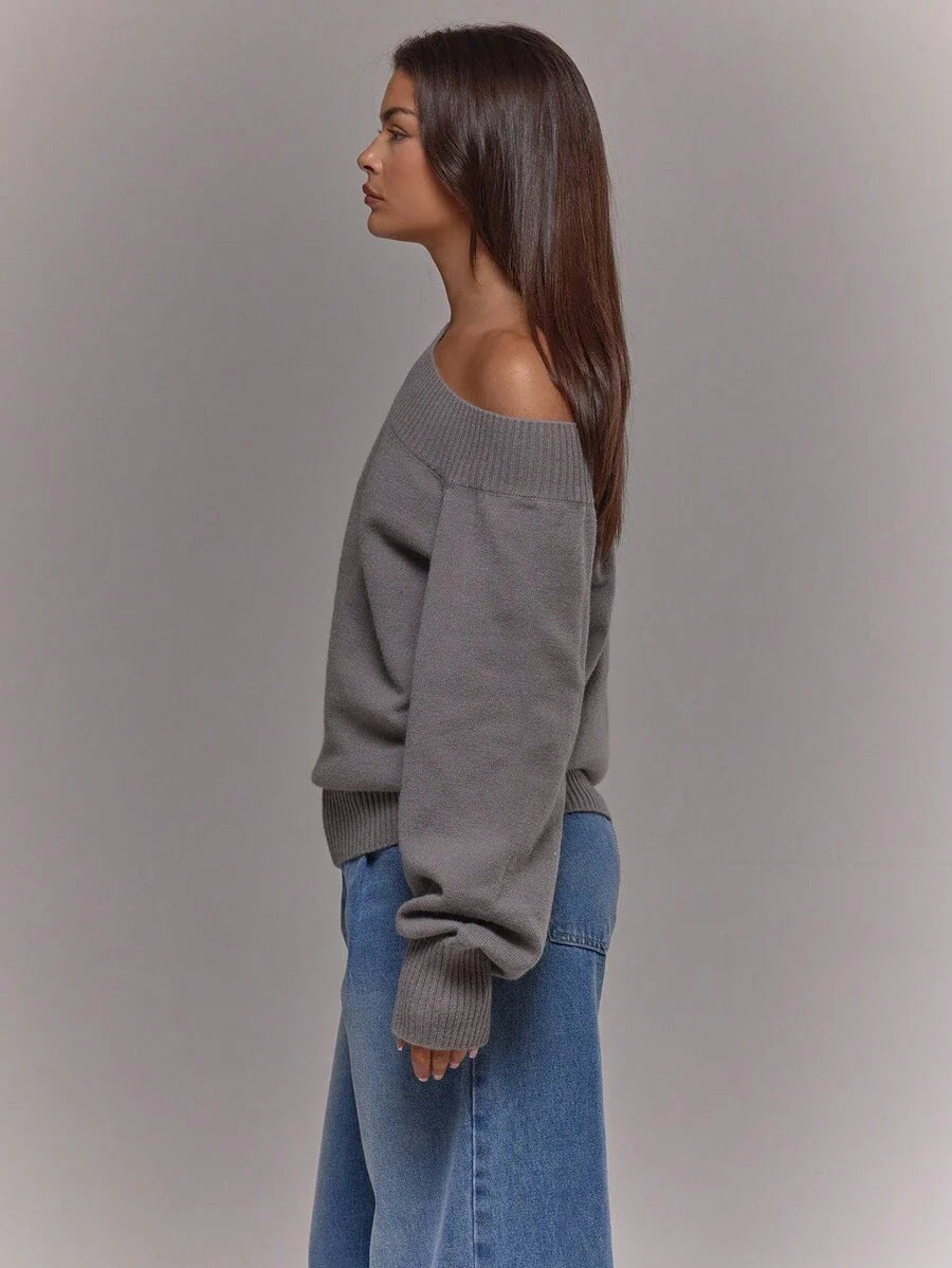 Asymmetrisk ribbstickad topp