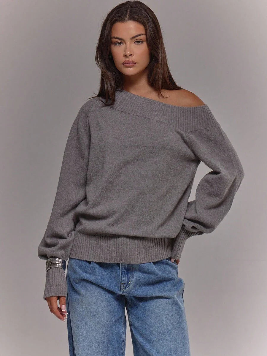 Asymmetrisk ribbstickad topp