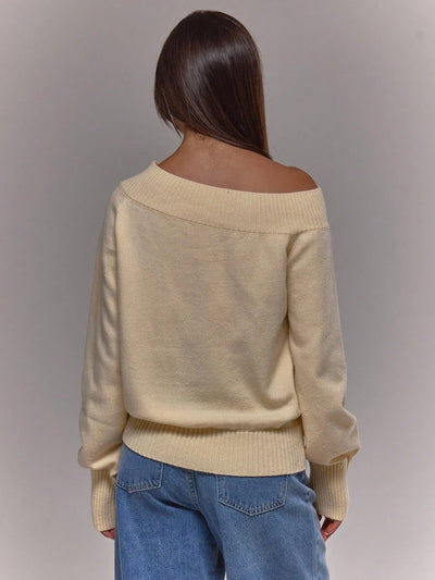 Asymmetrisk ribbstickad topp