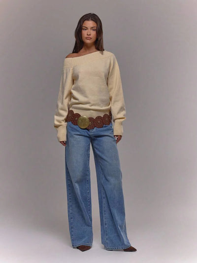 Asymmetrisk ribbstickad topp