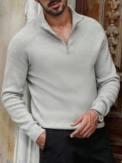 Herrtröja med halv dragkedja och hög krage