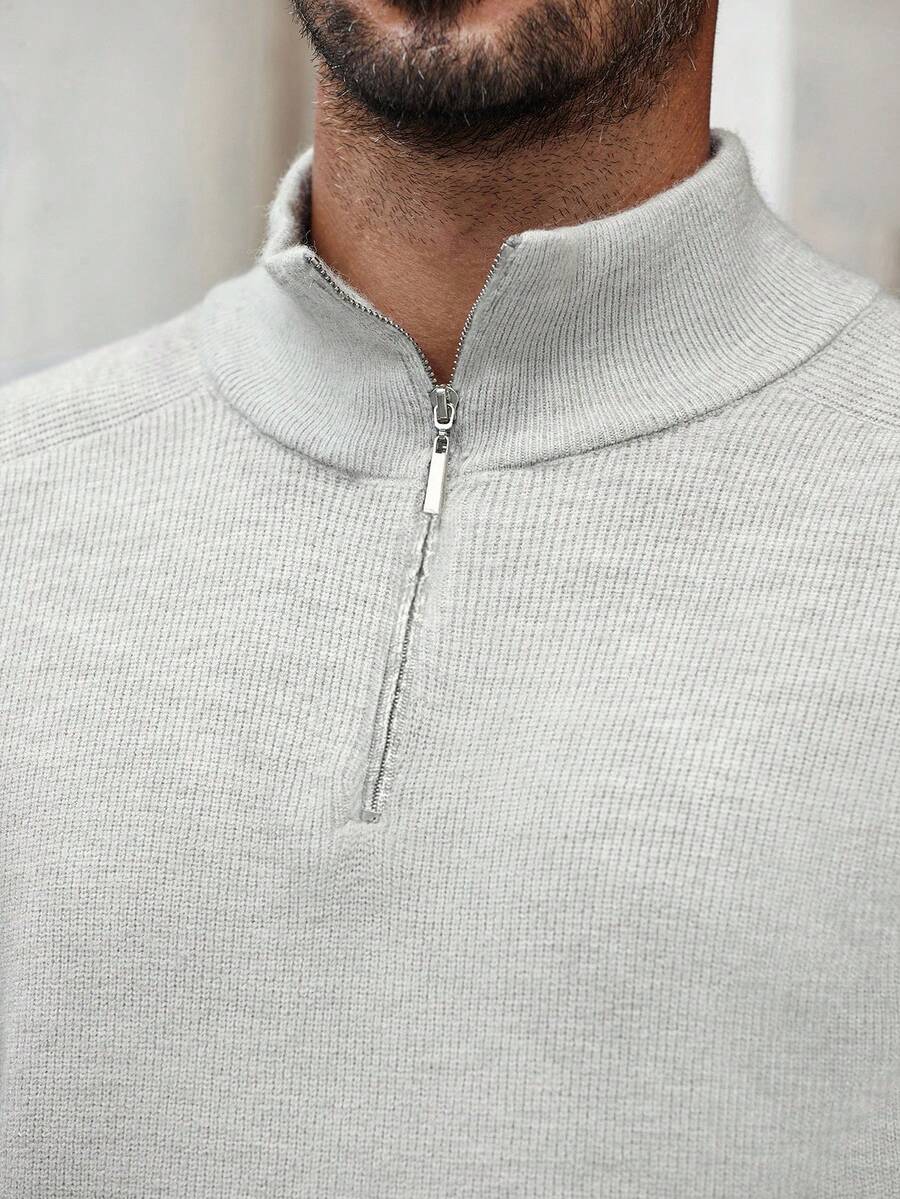 Herrtröja med halv dragkedja och hög krage