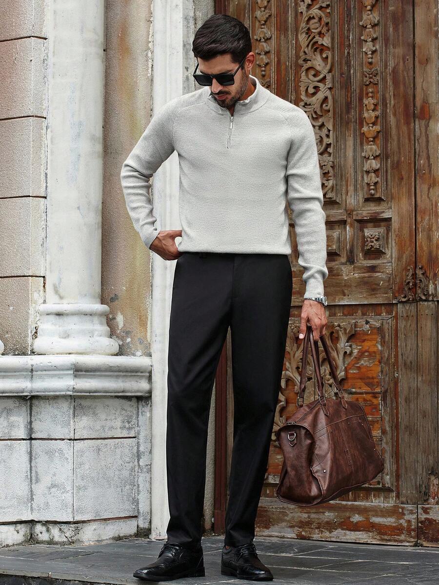 Herrtröja med halv dragkedja och hög krage