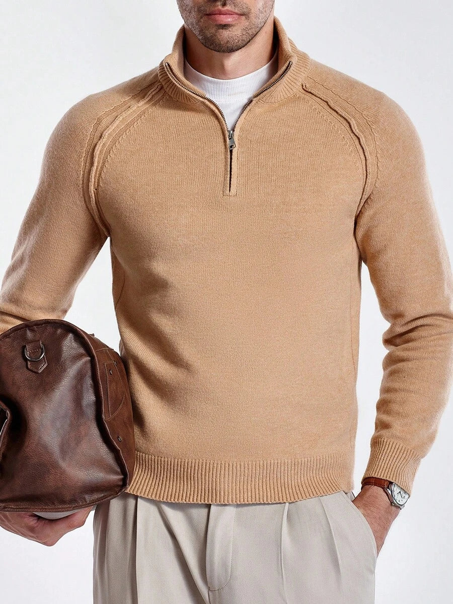 Herrtröja med halv dragkedja och hög krage