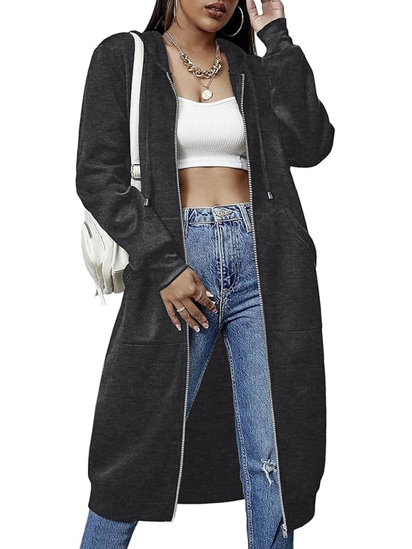 Dam Casual Fleece Hoodie med Dragkedja